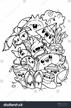 Summer Doodles Coloring Pages Kids Adult