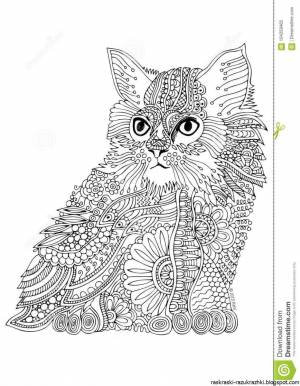 Раскраска кошка сложная