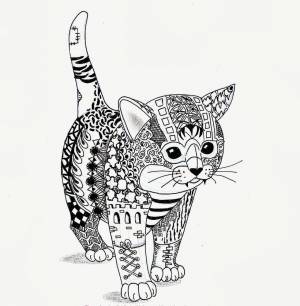 Раскраска антистресс котенок