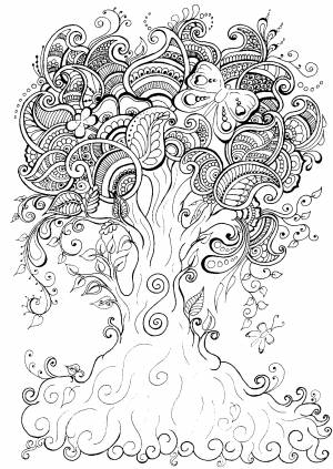 Раскраска антистресс дерево любви для детей  правильно