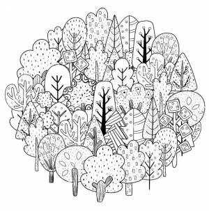 Раскраска Антистресс деревья