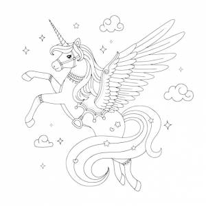 Раскраска красивый единорог пегас рисунок