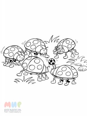 Раскраска Божья коровка повела бровкой