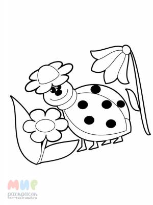 Раскраска Божья коровка взлетела ловко