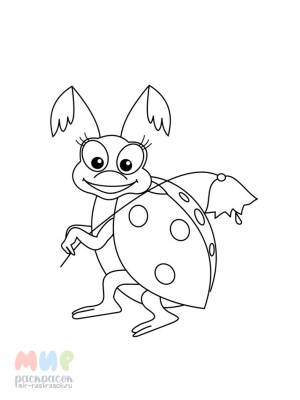 Раскраска Божья коровка взлетела ловко