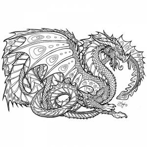 Раскраски Антистресс драконы красивые