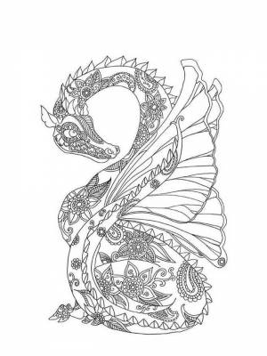 Картинка Драконы Антистресс  раскраску