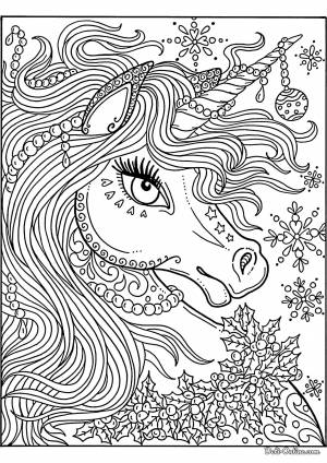 Раскраска Антистресс голова единорога