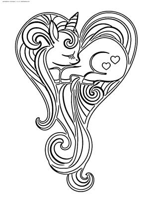 Раскраска Спящий единорог