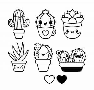 Раскраски Кактусы милые
