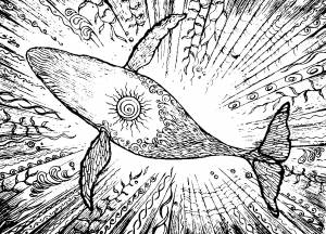 Раскраска арт терапия большой кит