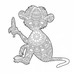 Zentangle обезьяна мандала раскраски для взрослых животных раскраски антистресс раскраски страницы