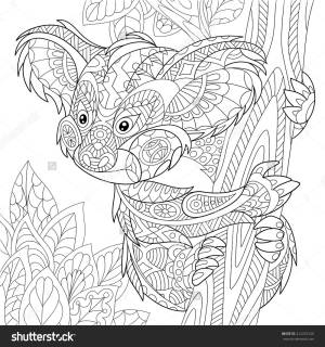 Zentangle Stylized Cartoon Koala Bear Sitting Stock Vector