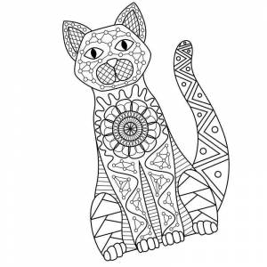 Раскраска Легкая кошка антистресс