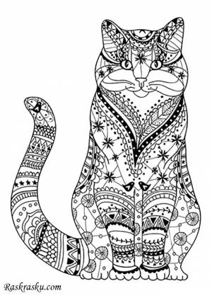 Раскраски Раскраска Силуэт кошки Домашние животные, Раскраска Кот антистресс Домашние животные