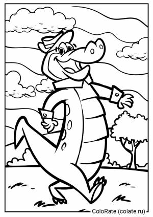 Раскраска Веселый крокодил спешит на работу