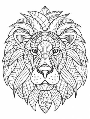 Раскраска антистресс лев 3