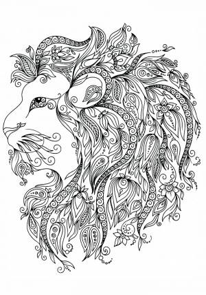 Раскраски антистресс лев