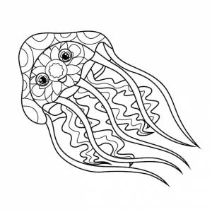 Книжка-раскраска для детей милая медуза в стиле зентангл