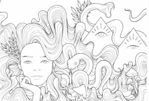 Раскраска Медуза Горгона и змеи