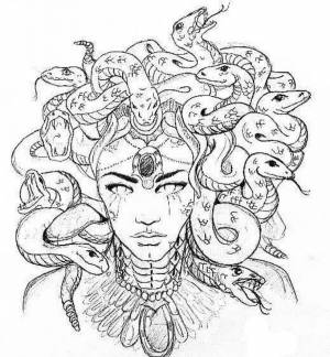 Раскраска мифическая Медуза Гаргона