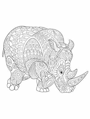 Rhino coloring pages for Adults