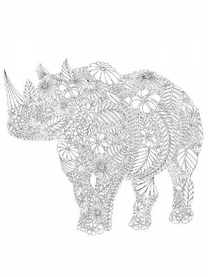 Раскраска Носорог Антистресс картинка