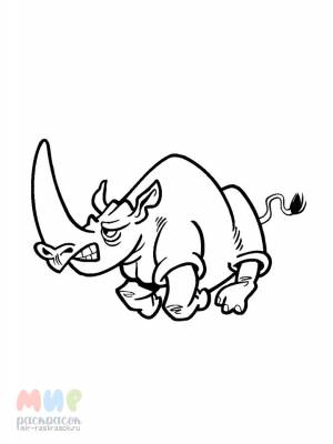 Раскраска Носорог летит быстро без ног