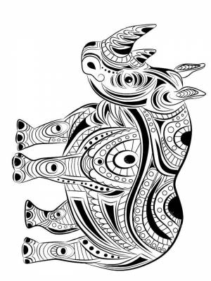 Раскраски Носорог Антистресс   в формате