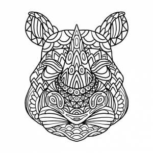 Раскраска голова носорога дзен дудл