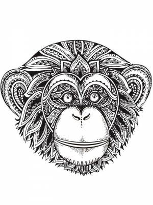 Раскраски Обезьяна Антистресс   в формате