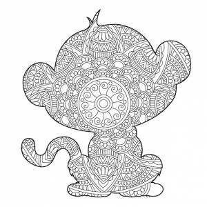 Zentangle обезьяна мандала раскраски для взрослых животных раскраски антистресс раскраски страницы