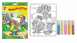 Краски по стеклу с трафаретом «Забавный витраж