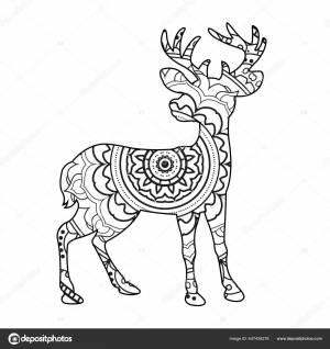 Раскраски Zentangle Олень Мандала Взрослых Животных Раскраски Книги Антистресс Векторное изображение ©softflora 647438276