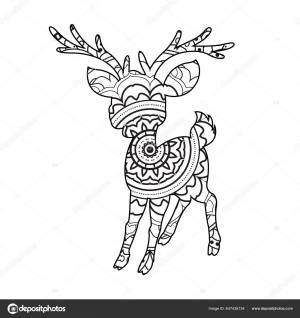 Раскраски Zentangle Олень Мандала Взрослых Животных Раскраски Книги Антистресс Векторное изображение ©softflora 647438134