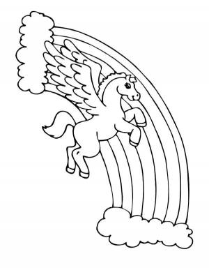 Pegasus Over the Rainbow Coloring Page