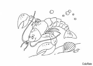 Раскраска Рак в морской глубине
