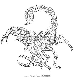 Zentangle Stylized Cartoon Scorpio Zodiac Sign