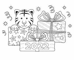 Раскраски Тигра на Новый 2022 год