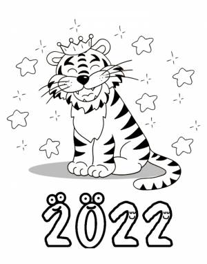 Раскраски Тигра на Новый 2022 год