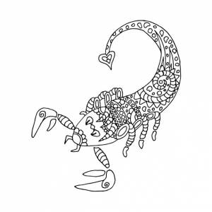 Скорпион ручной рисунок zentangle взрослая антистрессовая раскраска страницы векторная иллюстрация