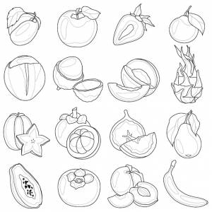 Набор фруктов черный и белый