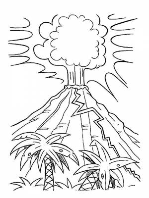 Раскраска Вулкан   в формате