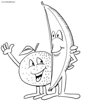 Раскраски Раскраска Апельсин и банан