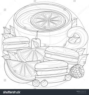 Tea Lemon Orange Macaroonscoloring Book Antistress