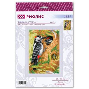 набор для вышивания крестом Риолис Дятел, 21x30 см, арт
