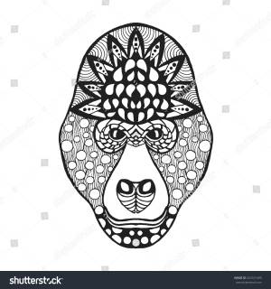 Gorilla Head Adult Antistress Coloring Page