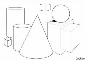 Раскраска Несколько 3D фигур