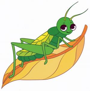 Раскраска Кузнечик на листочке