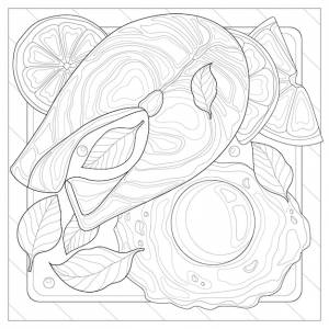 Лосось с яйцом, базком и лимоном